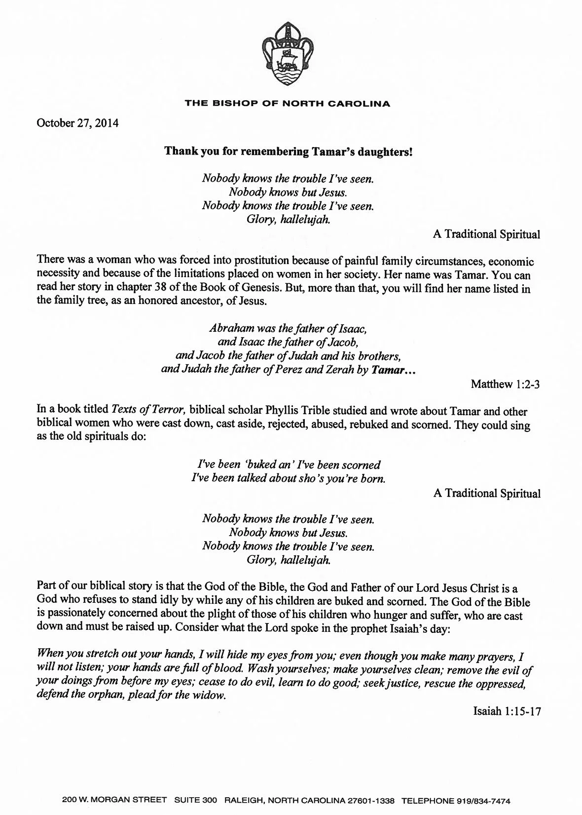 A Letter From Bishop Curry – 2014-2015